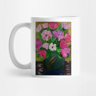 a lovely color combination in this bouquet of flowers in a metallic copper and gold vase Mug